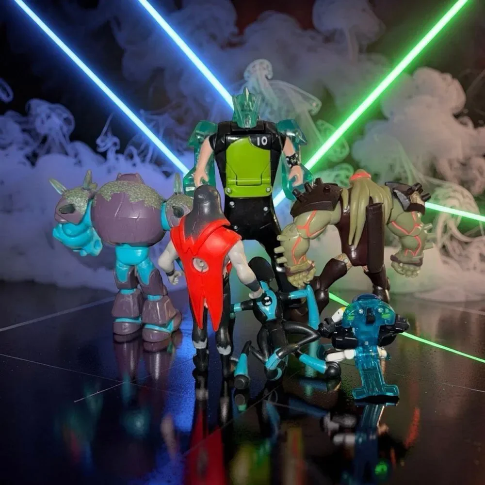 Ben 10 Transforming Ben, Omni Shock, Rock, Hex,  Vilgax, XLR8 Battle Figures A56